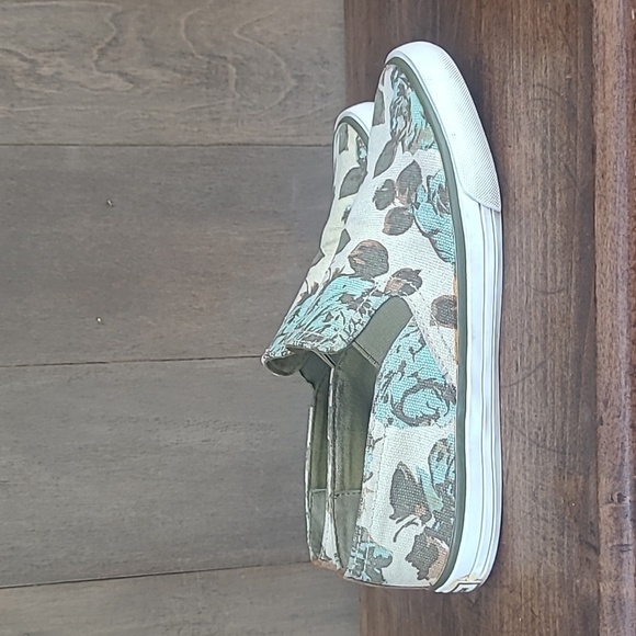 Tory Burch Sneakers Women's sz 6 Green/Cream Floral Slip On Canvas Sneaker - Picture 4 of 12